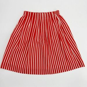 J.Crew Factory Womens Striped Pull On Skirt Elastic Waist Red White Sz 0